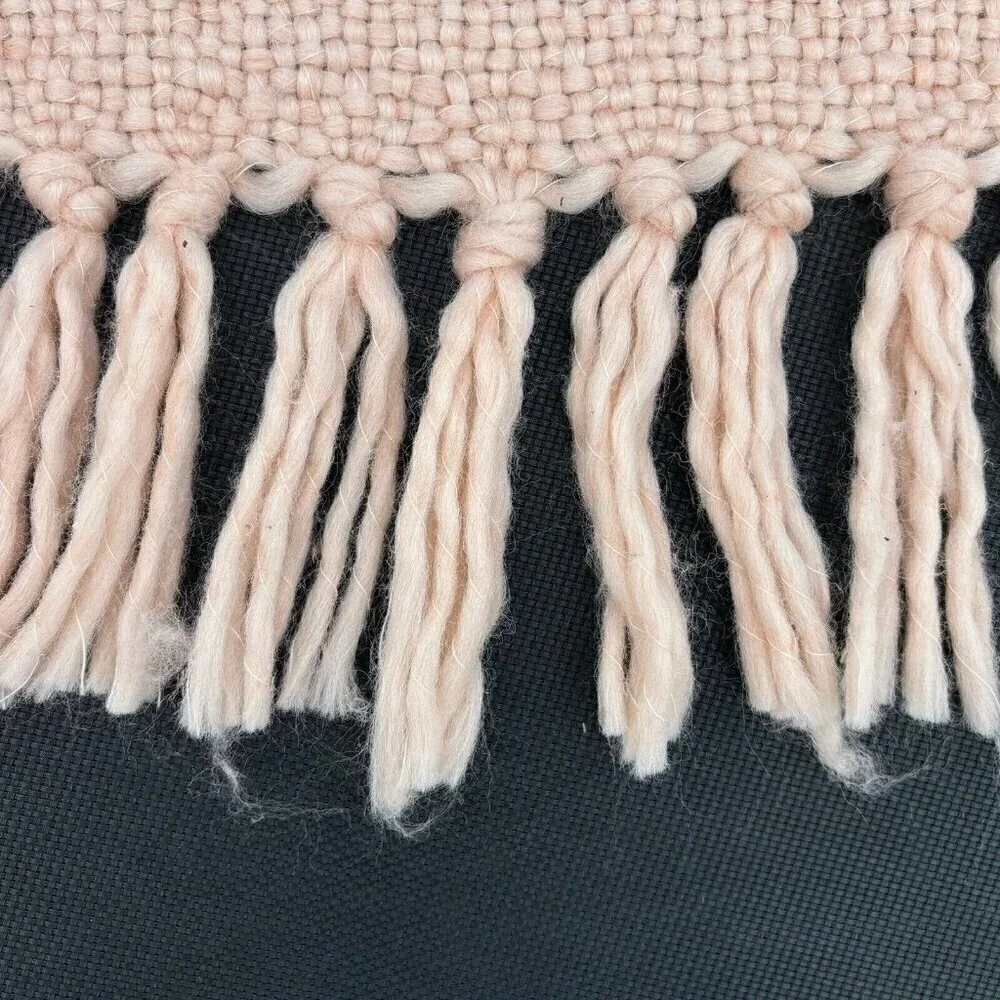 Pier 1 Imports Throw Blanket Dusty Rose Pink Pom‎ Pom Fringe